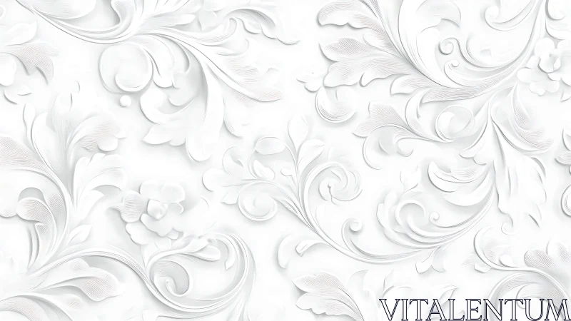Ornate white floral relief pattern adds subtle elegant depth.