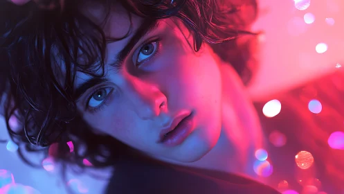 Neon drenched gaze of a dreamy nightshift wanderer.