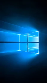 Electric window of light carving a portal in deep blue.