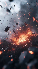 Explosive Debris Dispersal with Intense Luminous Particles and Dynamic Conflagration