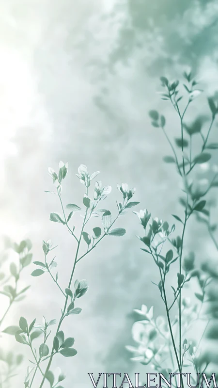 Whisperlight meadow stems in soft mint morning hush.