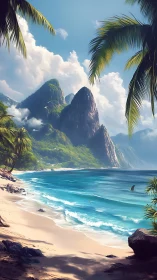 Tropical Coastal Landscape with Dramatic Limestone Cliffs Above Turquoise Waters