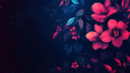 Luminous Blooms in Twilight: A Digital Floral Dream.