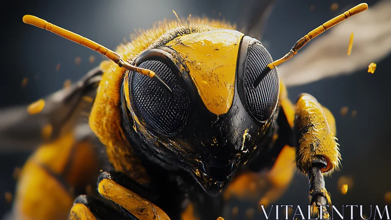 Bold yellow bee close‑up inviting you into its tiny world.