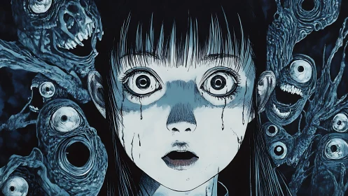 Quiet terror in wide eyes and whispering midnight spirits.