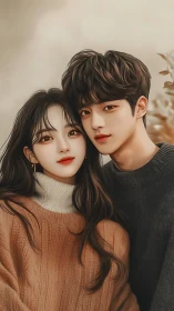 Intimate portrait of a young couple in warm autumn styling