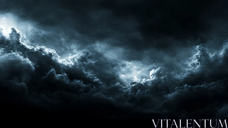 High-contrast storm cloudscape with dramatic rim lighting