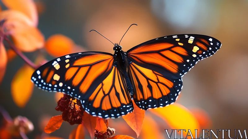 Monarch wings blaze like stained glass over autumn embers