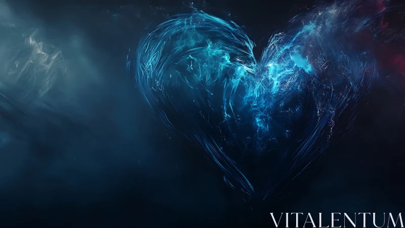 Glowing Blue Heart Bursts with Cosmic Energy.