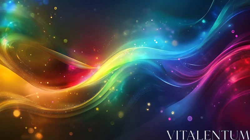 Vibrant digital waves with flowing multicolor light trails.