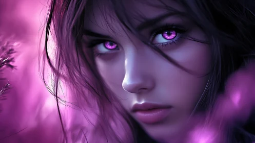 Mystic violet gaze in a dreamlit portrait of wonder.