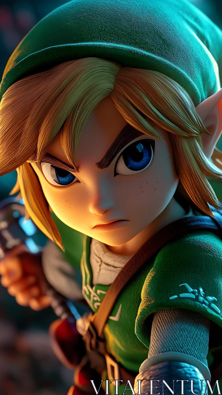 Hyper-detailed fantasy archer in dynamic close combat stance.