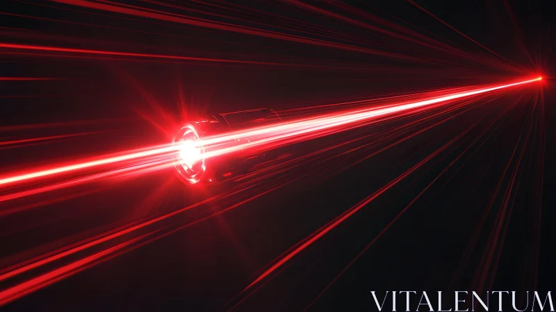 Futuristic red laser beam in dark sci-fi environment, digital art.