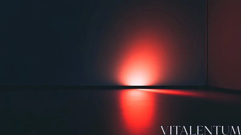 Red light glow against dark minimalist interior wall.
