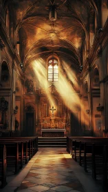 Sunlit nave where gilded arches cradle a quiet altar.