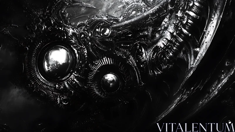 Chrome void devours starlight inside a mechanical vortex