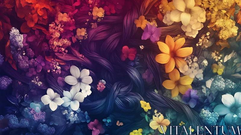 Floral Symphony in Gradient Blooms.
