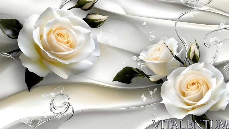 Elegant Cream Roses and Flowing Glass in Serene Harmony