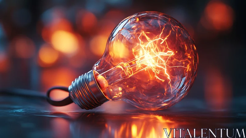 Incandescent bulb glows with molten filament energy.