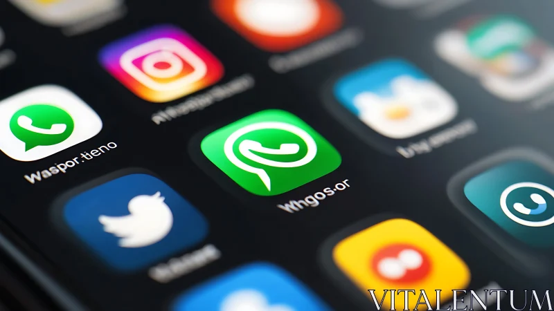 Smartphone screen with messaging and social media icons.