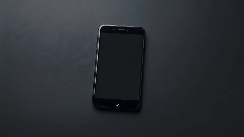 Black Smartphone on Dark Gray Surface.