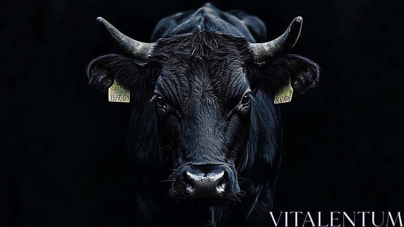 Midnight horned guardian emerges from the velvet dark.