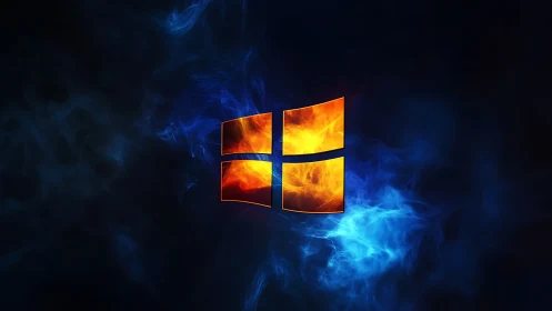 Windows Logo Fire and Ice Design. Digital Art