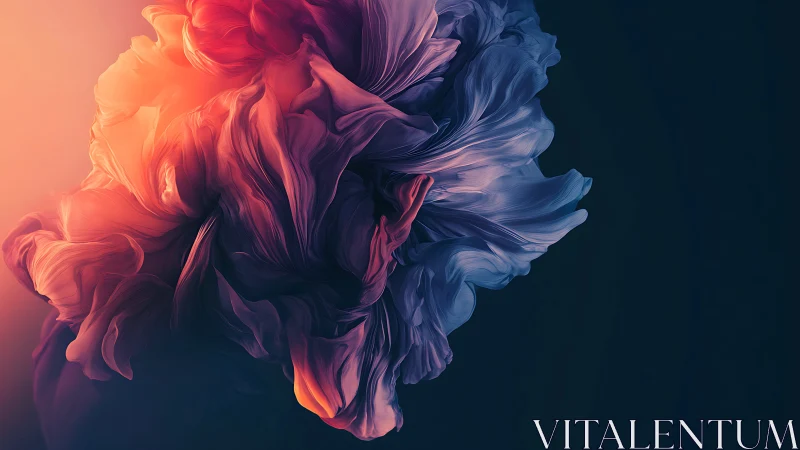 Glowing abstract petals swirl gently in soft cosmic light