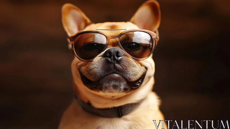 Cool French bulldog in big sunglasses sharing happy vibes.