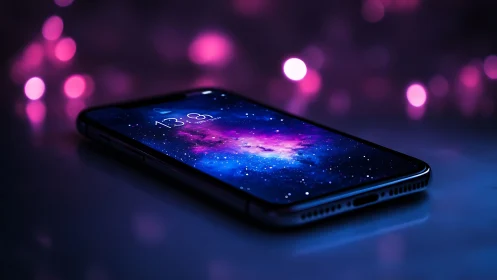 Pocket nebula hums on a midnight phone of glowing galaxies