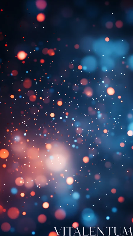 Defocused particle bokeh field with blue‑orange chromatic contrast