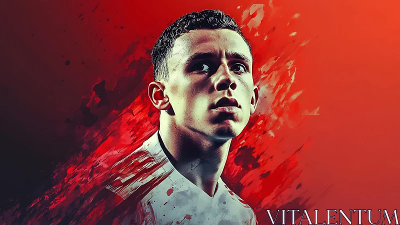 Intense football portrait explodes through red motion blur.