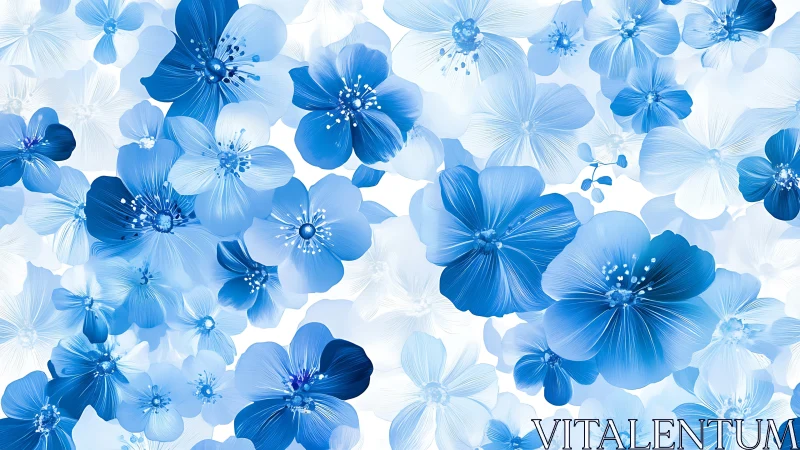 Radiant Blue Blooms Floating in Light.