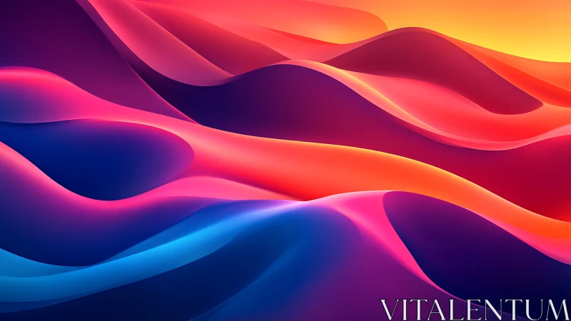 Glowing sunset waves of color rolling across soft hills.