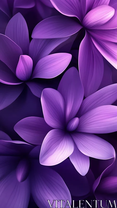 Purple Digital Flowers with Luminous Gradient Petals
