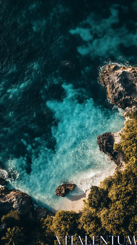 Aerial Coastal Composition: Turbulent Wave Dynamics Against Lithified Shoreline.