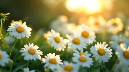 White and yellow daisies photographed with shallow depth of field