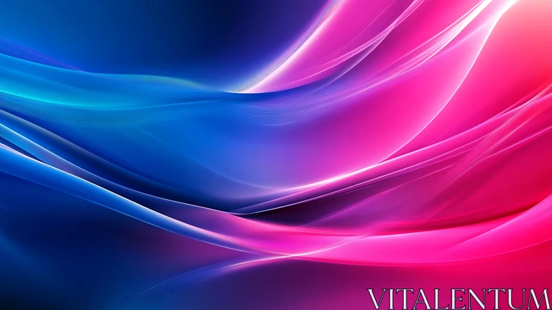 Vibrant blue and pink light waves in smooth motion.