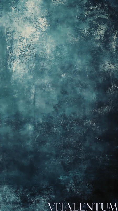 Textured teal abstract surface reveals layered distressed patina