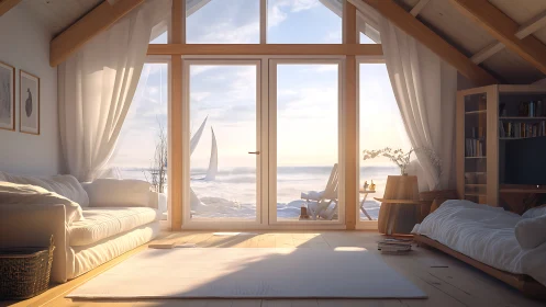 Morning sails drift past a sunlit sanctuary of soft wood