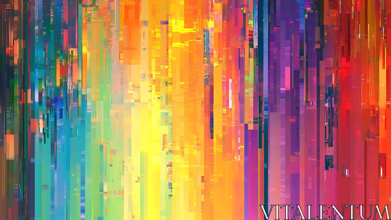 Chromatic data streams cascade in vivid vertical bands.