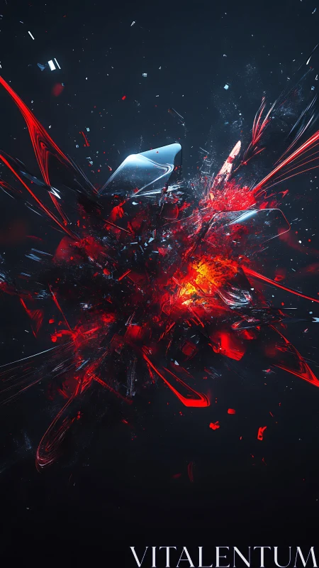 Shards of crimson energy twist around a glowing cosmic core