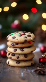 Golden holiday cookies stand tall with chocolatey cheer