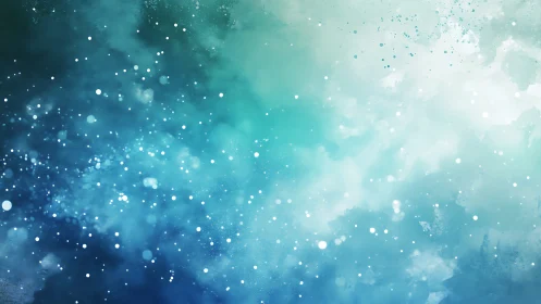 Blue and turquoise abstract particle field with gradients.