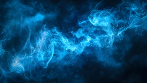 Vivid Blue Smoke Swirls in Abstract Digital Art Style.