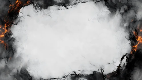 Gentle smoke and ember frame around a calm bright center.