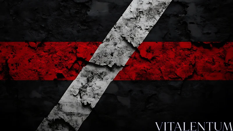 Worn red and white stripe pattern on deep textured black.