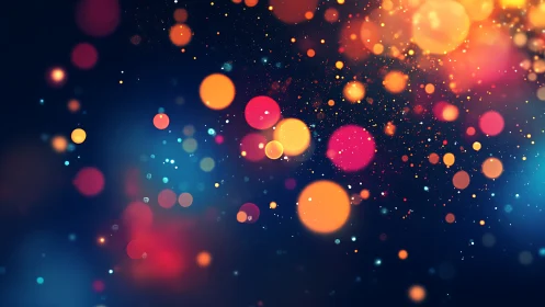 Glowing bokeh lights drifting softly across a night sky.