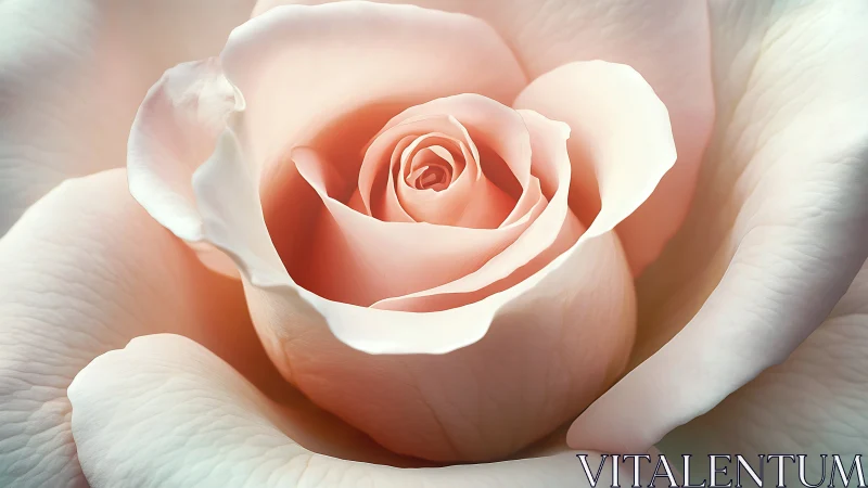 Soft peach rose with layered petals illuminated by warm, diffused light.