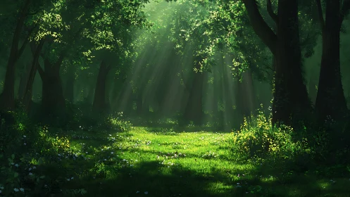 Luminous Forest Cathedral: Atmospheric Light Diffusion Through Ancient Canopy